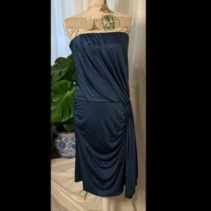 Foley Sandra Draped Tube Dress Blue Size L